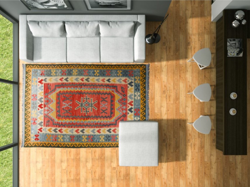 tapete kilim geometrico moderno manual lana mundoalfombra
