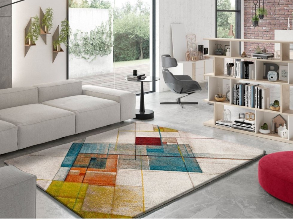tapete moderno estilo geometrico cores vivos mundoalfombra