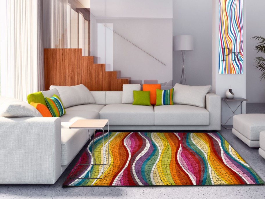 tapetes coloridos tonos vivos decoracion sala estar mundoalfombra