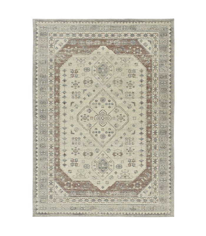 Tapete de exterior Lua de estilo oriental floral em prata, poliéster reciclado