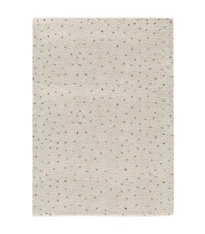 Tapete de sala Lush Dottie de pelo alto branco com pontos coloridos