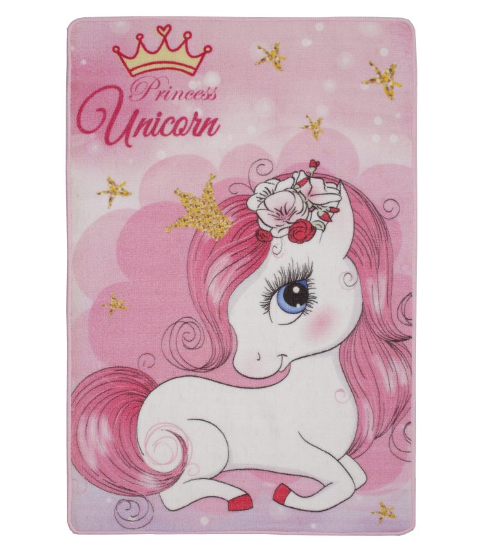 Tapete infantil cor-de-rosa com unicórnio