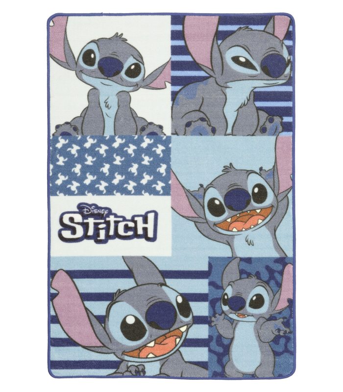 Tapete infantil Lilo & Stitch azul com base antiderrapante